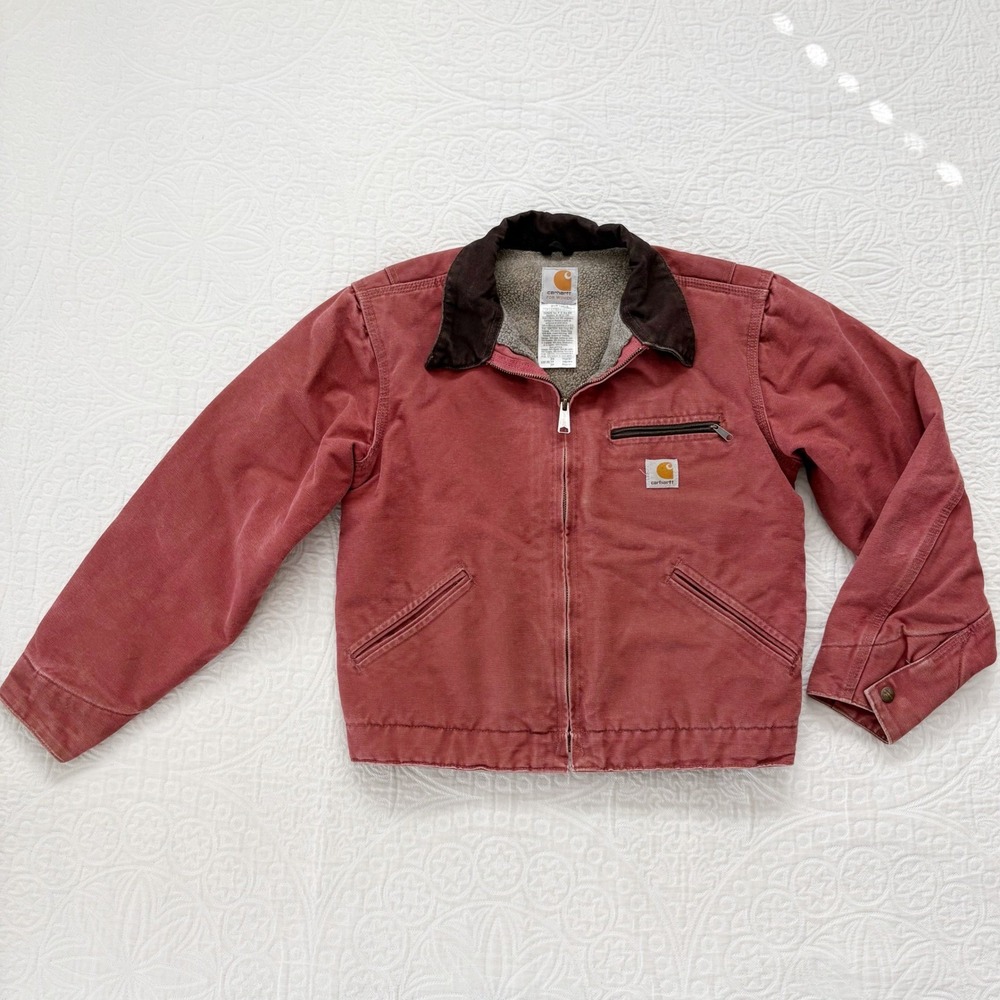 RARE Carhartt Women's Y2K Sandstone Sherpa-Lined Detroit Jacket, Vintage Rose